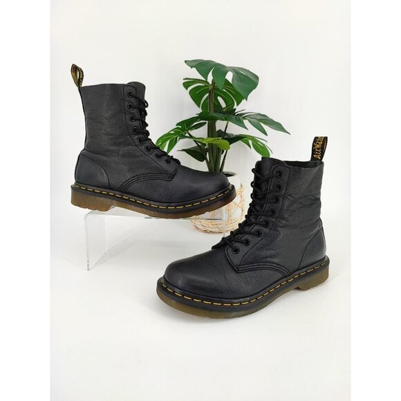 Dr. Martens 1460 Women's Pascal Black Leather Boots Size 7 US - Picture 1 of 8